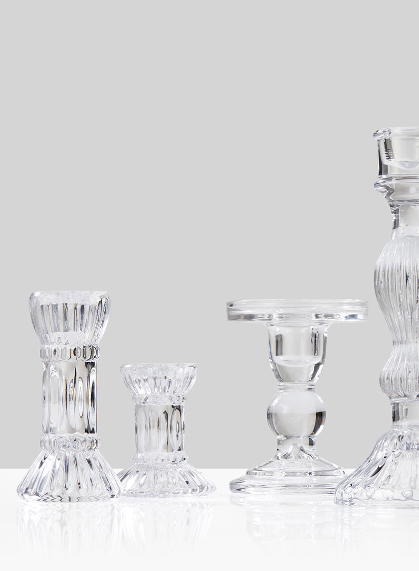 4.5in Tall Fluted Glass Candlestick Decor Jamali-garden