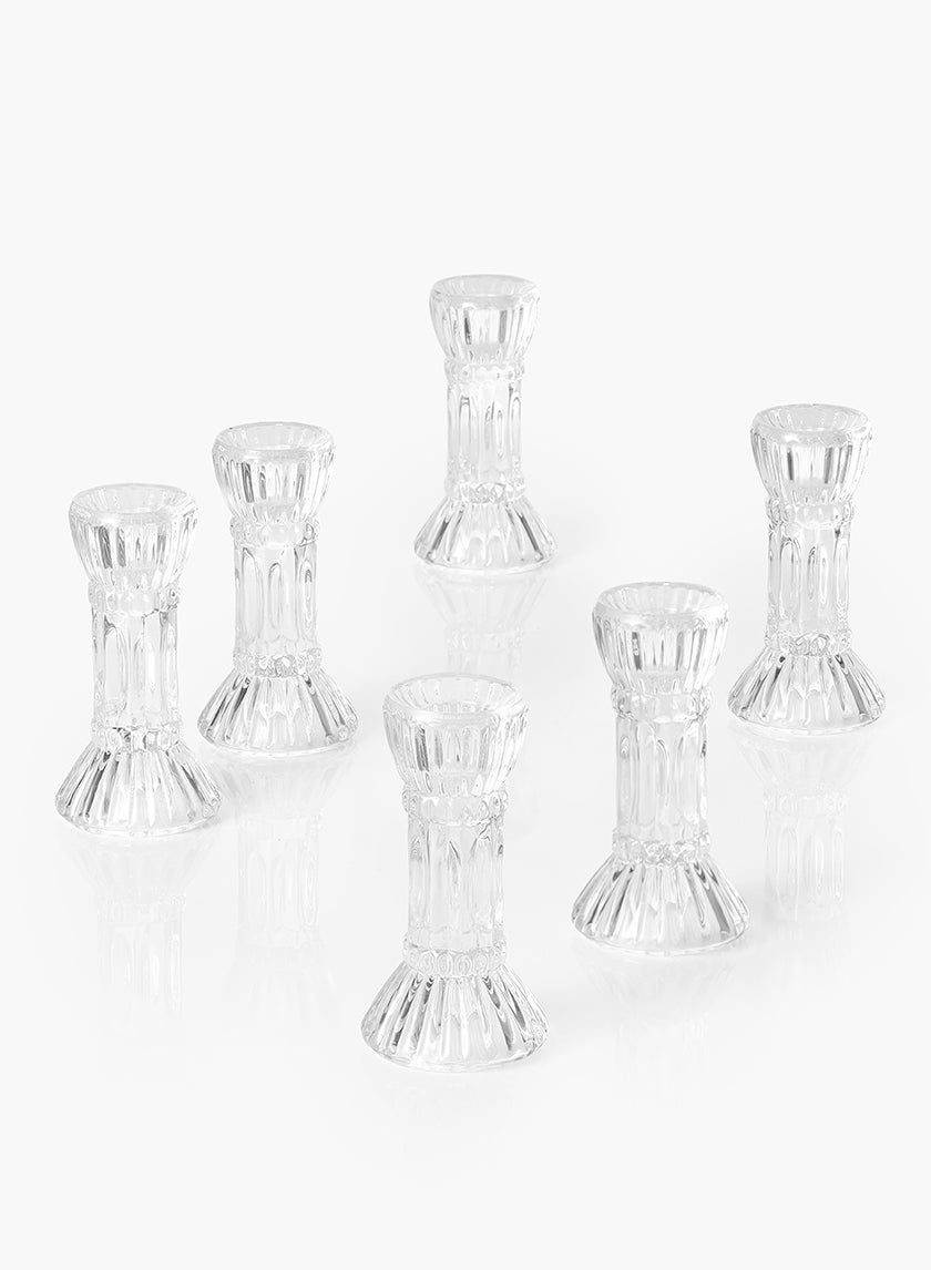 4.5in Tall Fluted Glass Candlestick Decor Jamali-garden