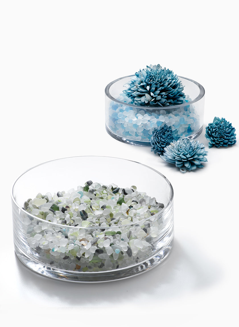 White Frost &amp; Blue Frost Mix Glass Beads Decor Jamali-garden