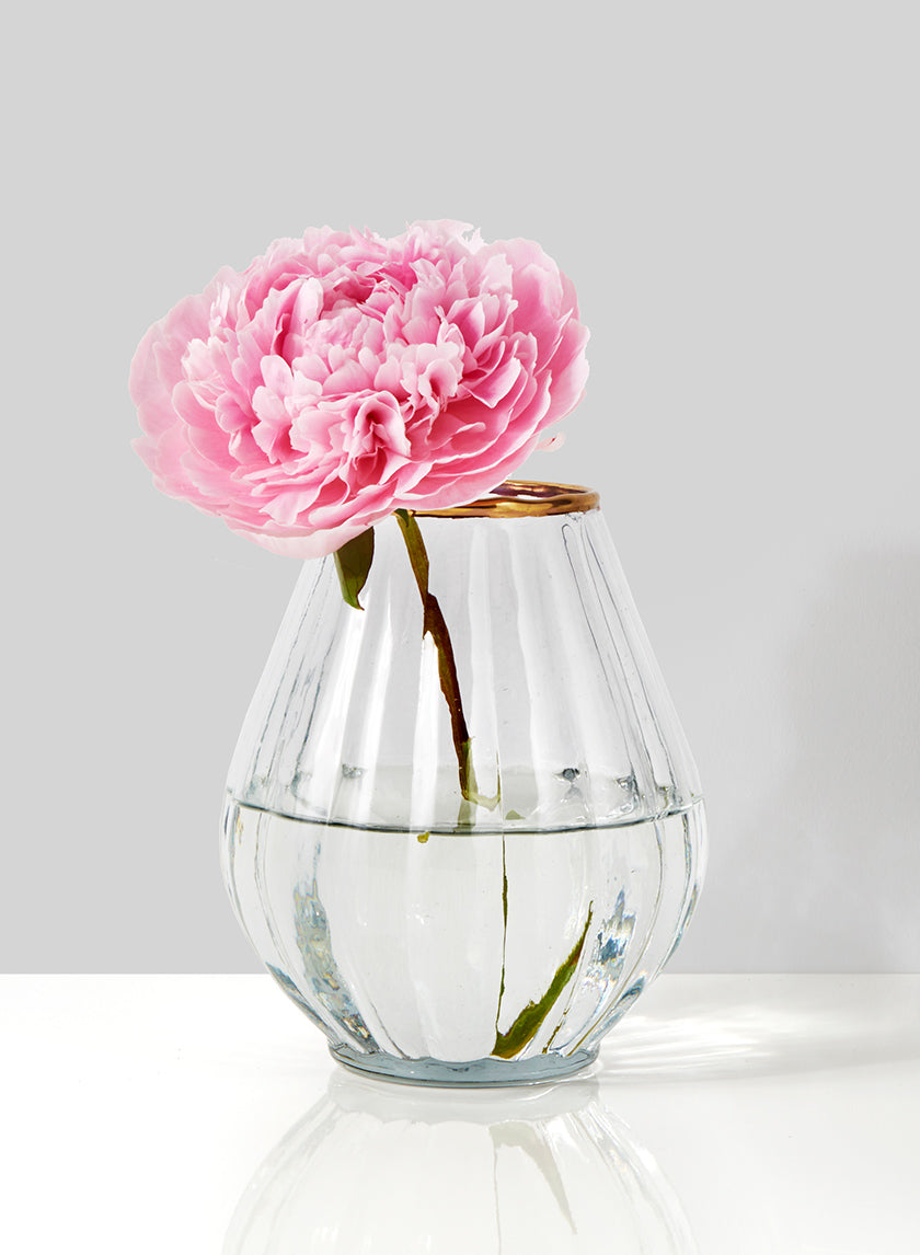 6in Tall Gold Rim Balloon Glass Vase Decor Jamali-garden