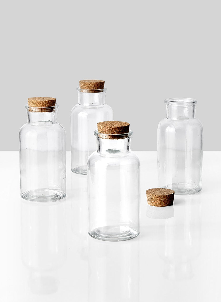 6.5in Tall Glass Bottle With Cork Decor Jamali-garden