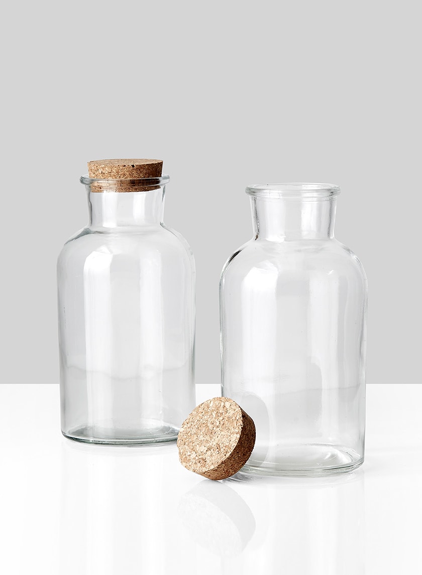 8in Tall Glass Bottle With Cork Decor Jamali-garden
