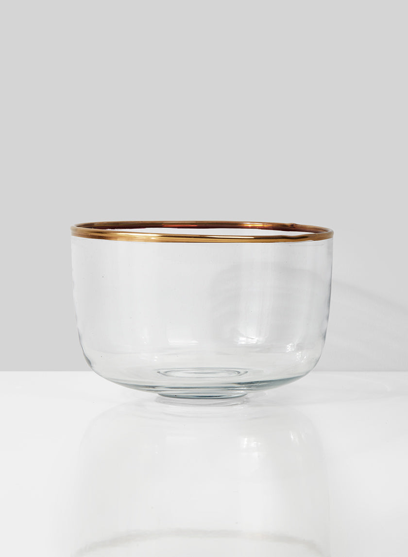 6in Wide Gold Rim Glass Bowl Decor Jamali-garden