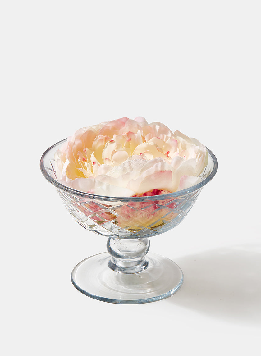 4.5in Wide Diamond Cut Glass Pedestal Bowl Decor Jamali-garden