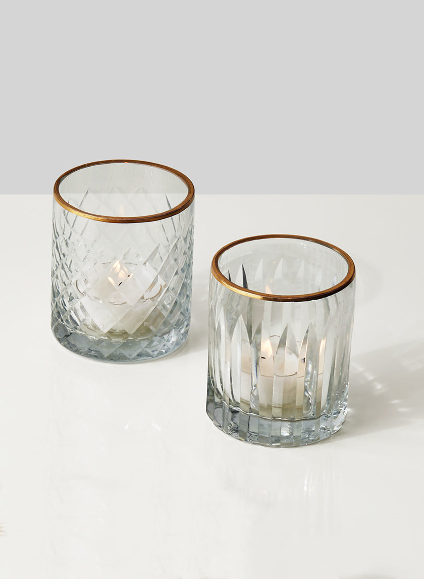 Etched Glass Votive Holders With Gold Rims Decor Jamali-garden