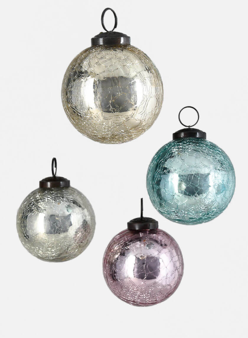 3in Round Crackled Pastel Ornaments Decor Jamali-garden