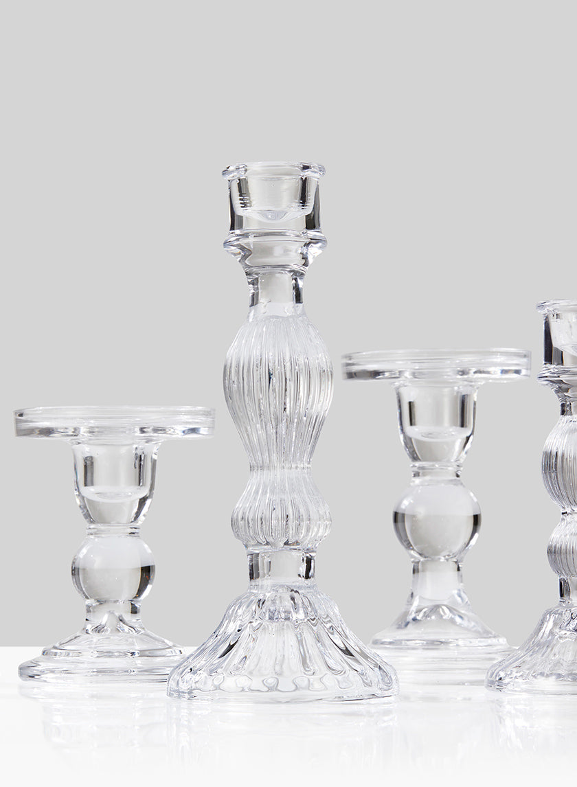 4.5in Tall Clear Glass Pillar Holder Decor Jamali-garden
