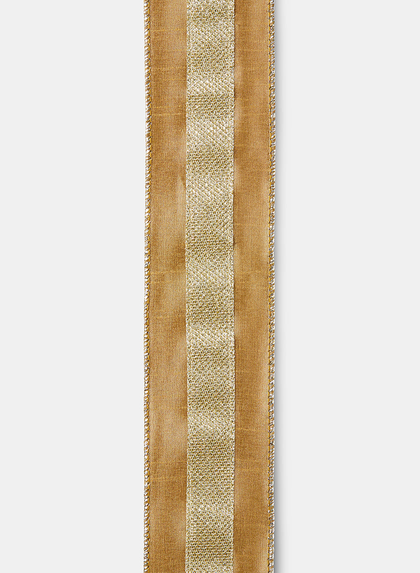 Glitter Stripe Gold Dupioni Ribbon Decor Jamali-garden