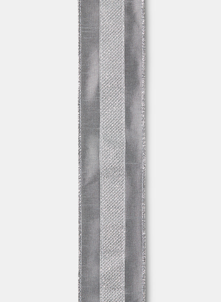 15ft Glitter Stripe Silver Dupioni Ribbon Decor Jamali-garden