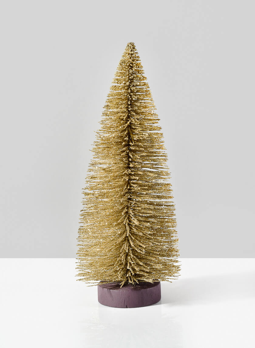 10in Tall Champagne Glittered Tabletop Christmas Tree Decor Jamali-garden