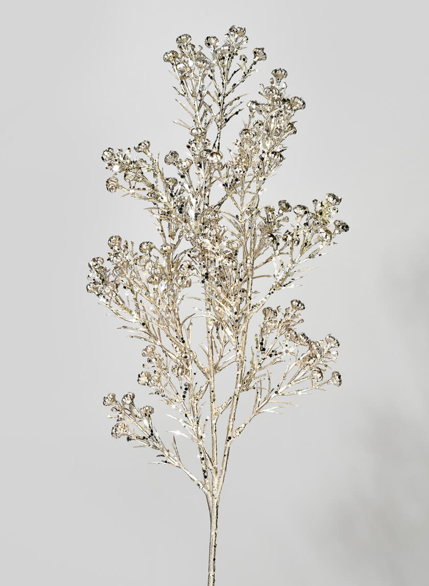 19in Long Glittery Champagne Rosemary Grass Spray Decor Jamali-garden