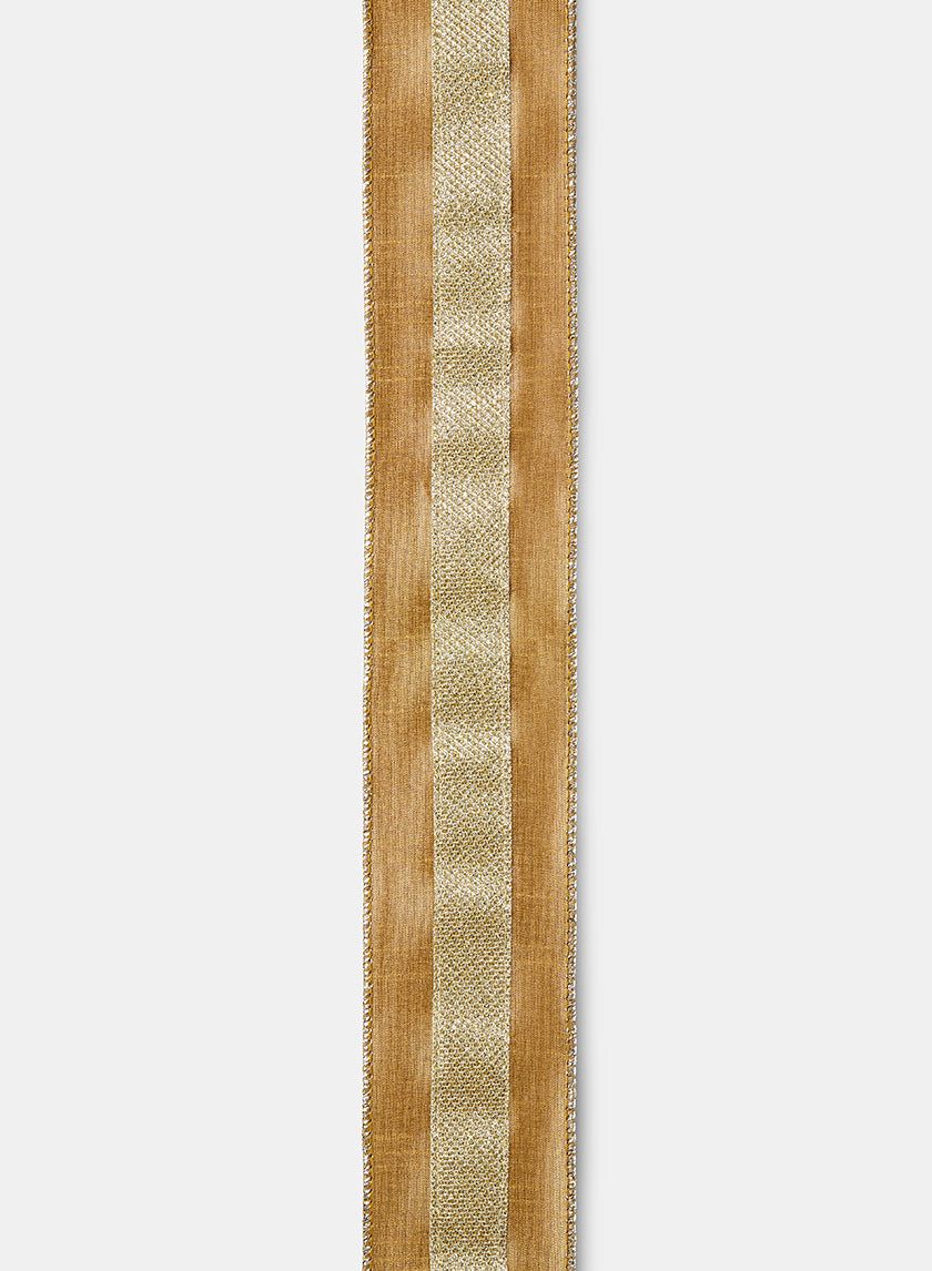 Glitter Stripe Gold Dupioni Ribbon Decor Jamali-garden
