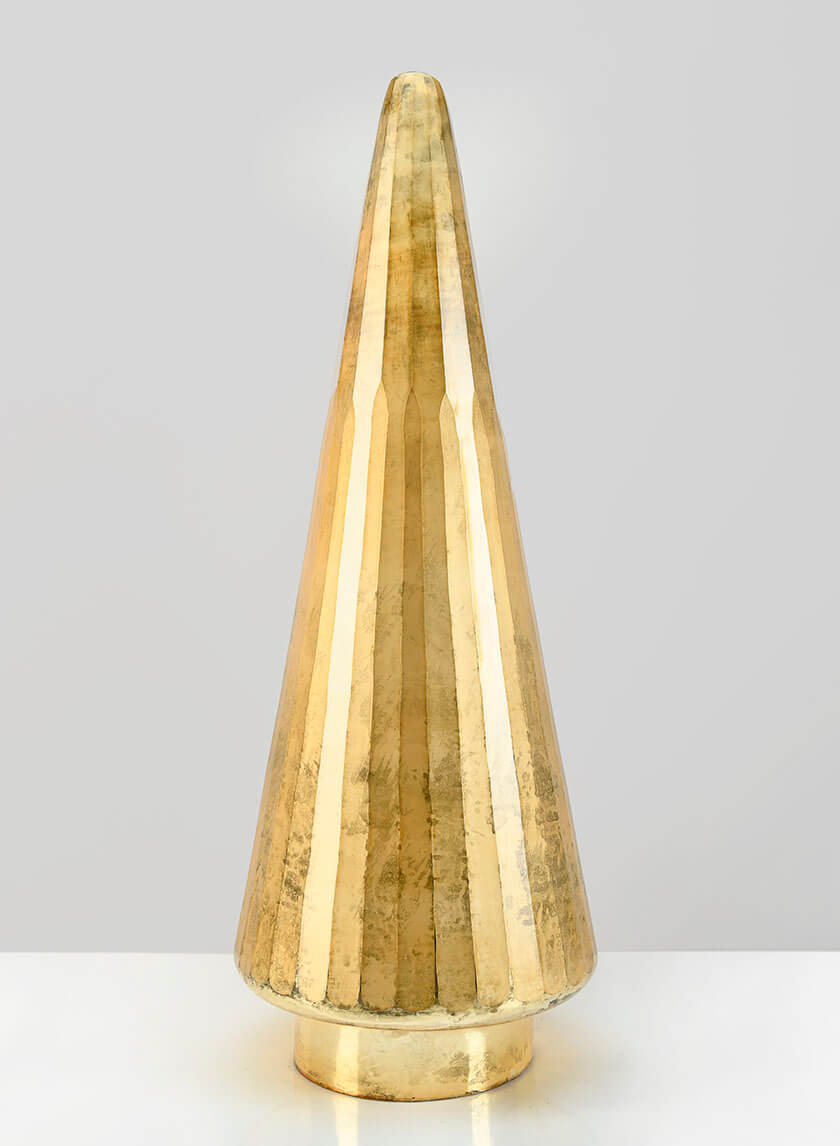 25.5in Tall Gold Faceted Glass Christmas Tree Decor Jamali-garden