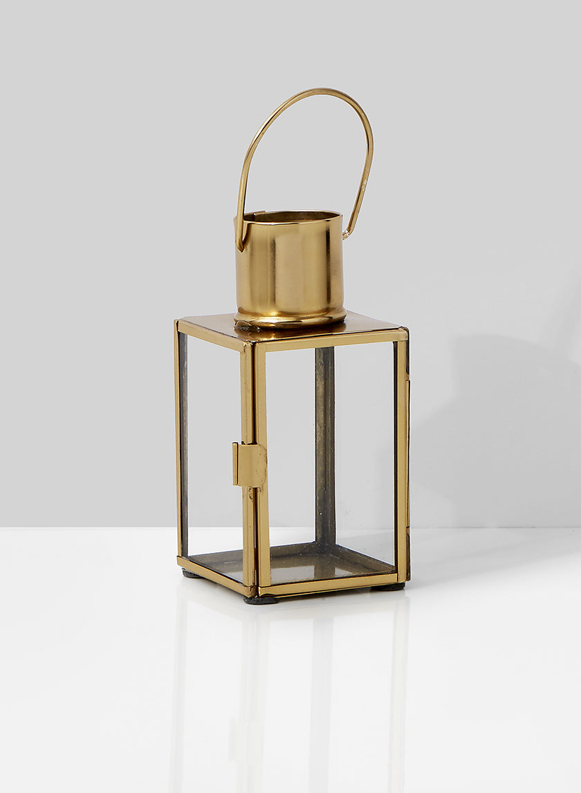 5.25in Square Gold Lantern Decor Jamali-garden