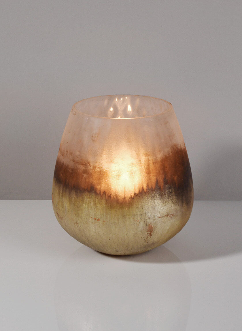 5in Tall Ombre Gold Frost Balloon Glass Vase Decor Jamali-garden
