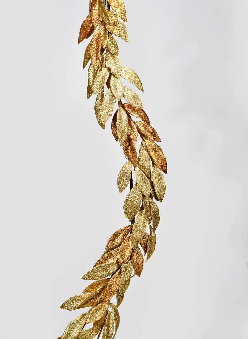 6ft Long Gold &amp; Copper Bay Leaf Garland Decor Jamali-garden