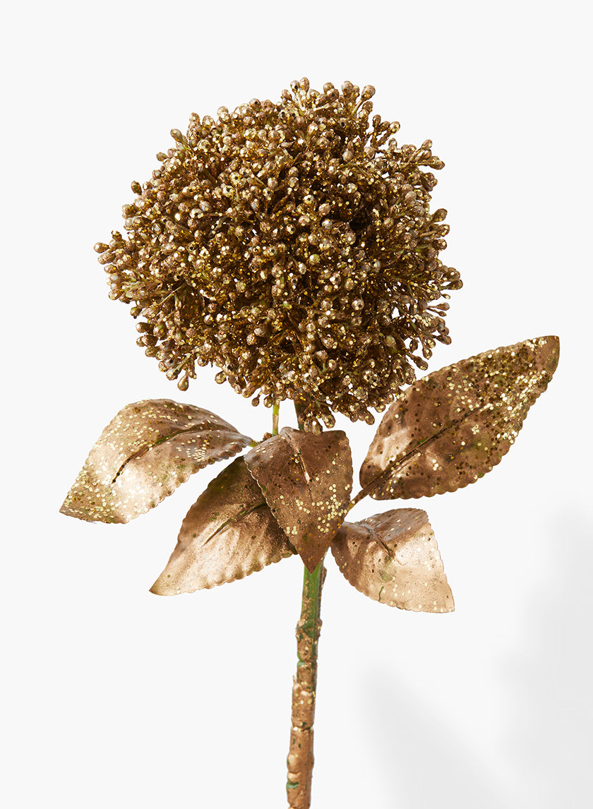 17in Long Gold Pom-Pom Flower Decor Jamali-garden