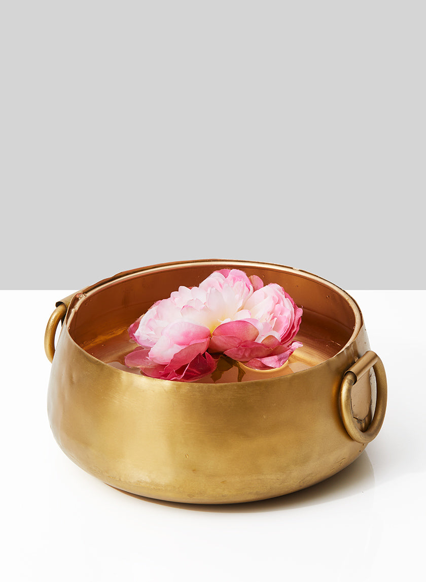 9in Wide Gold Iron Handi Bowl Decor Jamali-garden