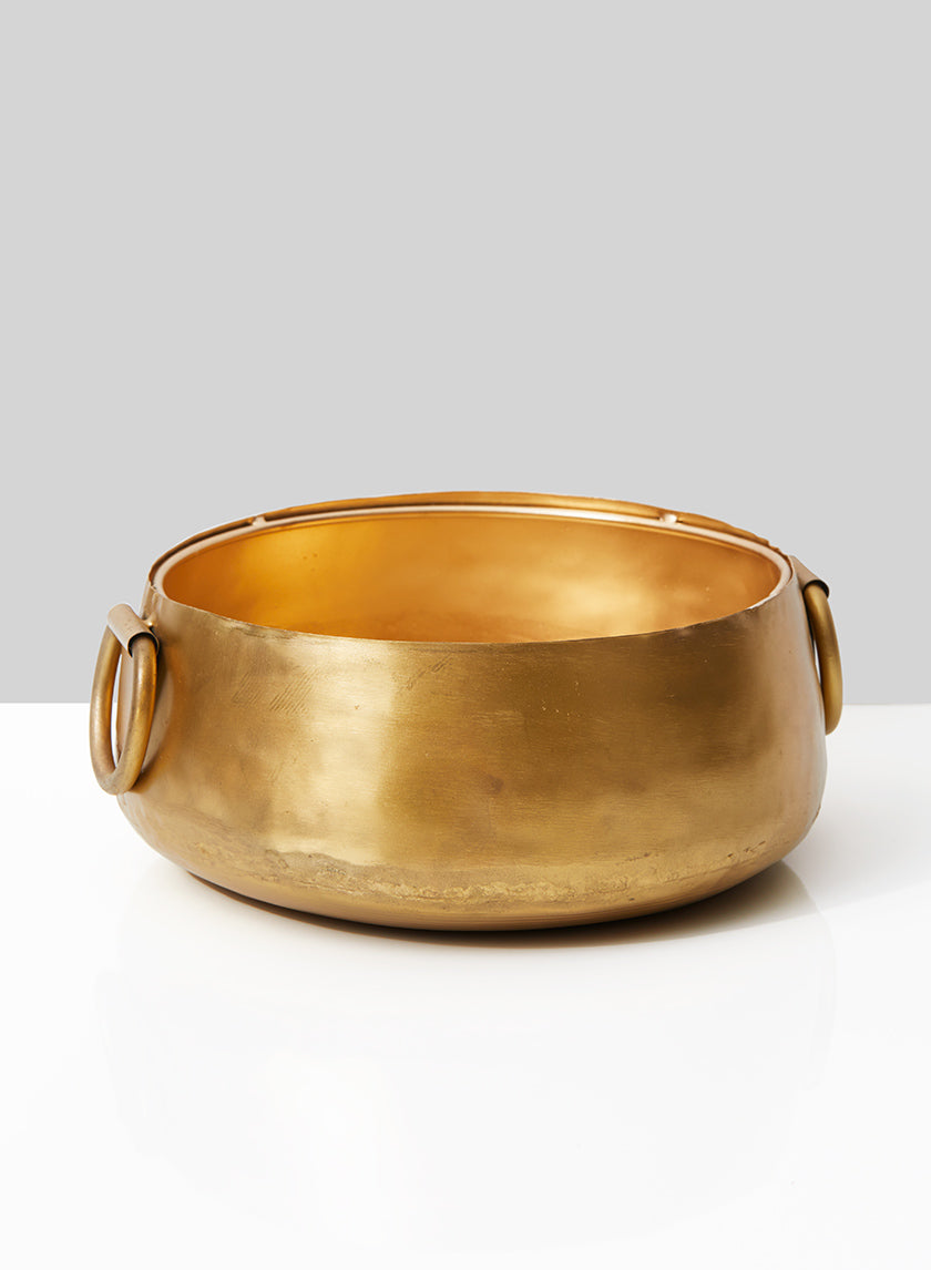 9in Wide Gold Iron Handi Bowl Decor Jamali-garden