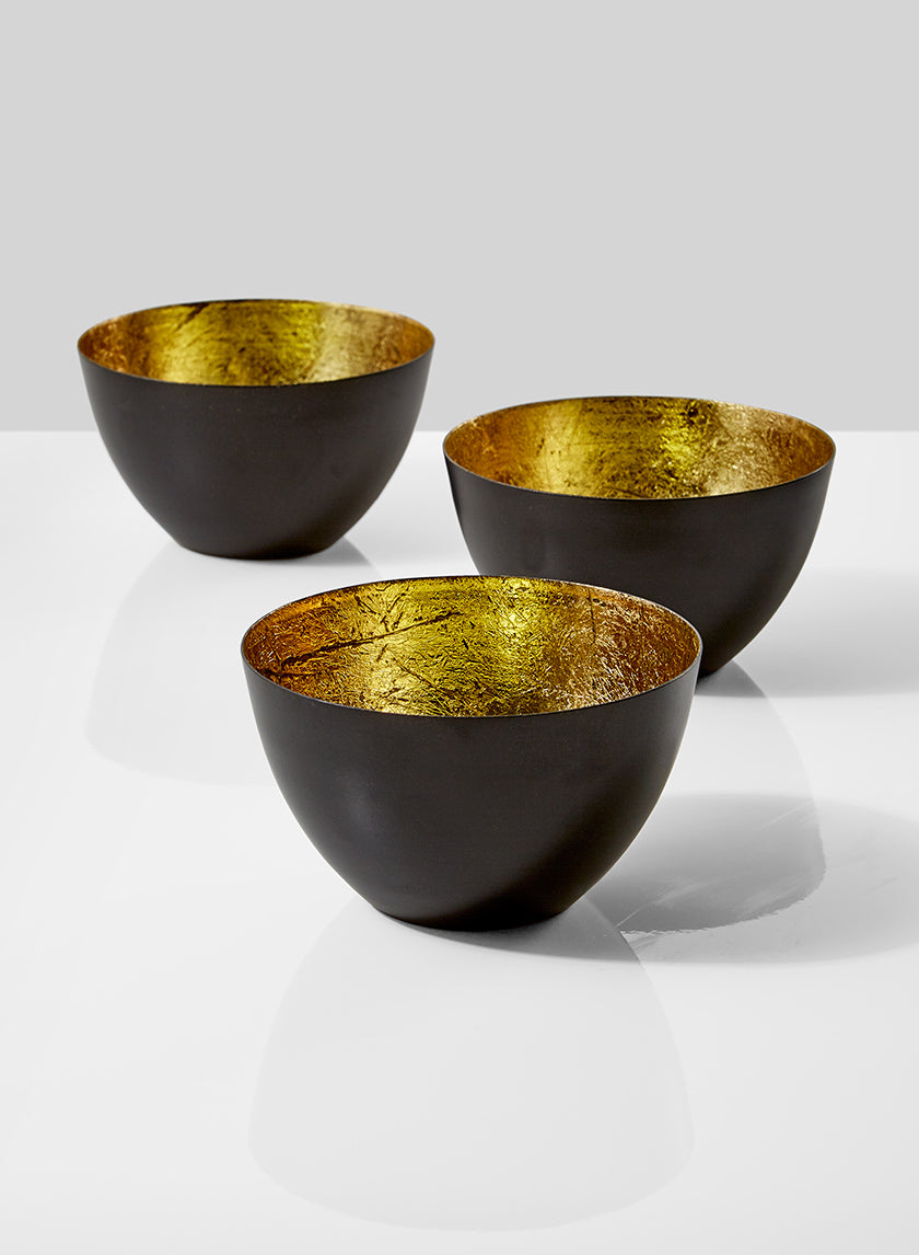 4in Wide Black &amp; Gold Bowl Decor Jamali-garden