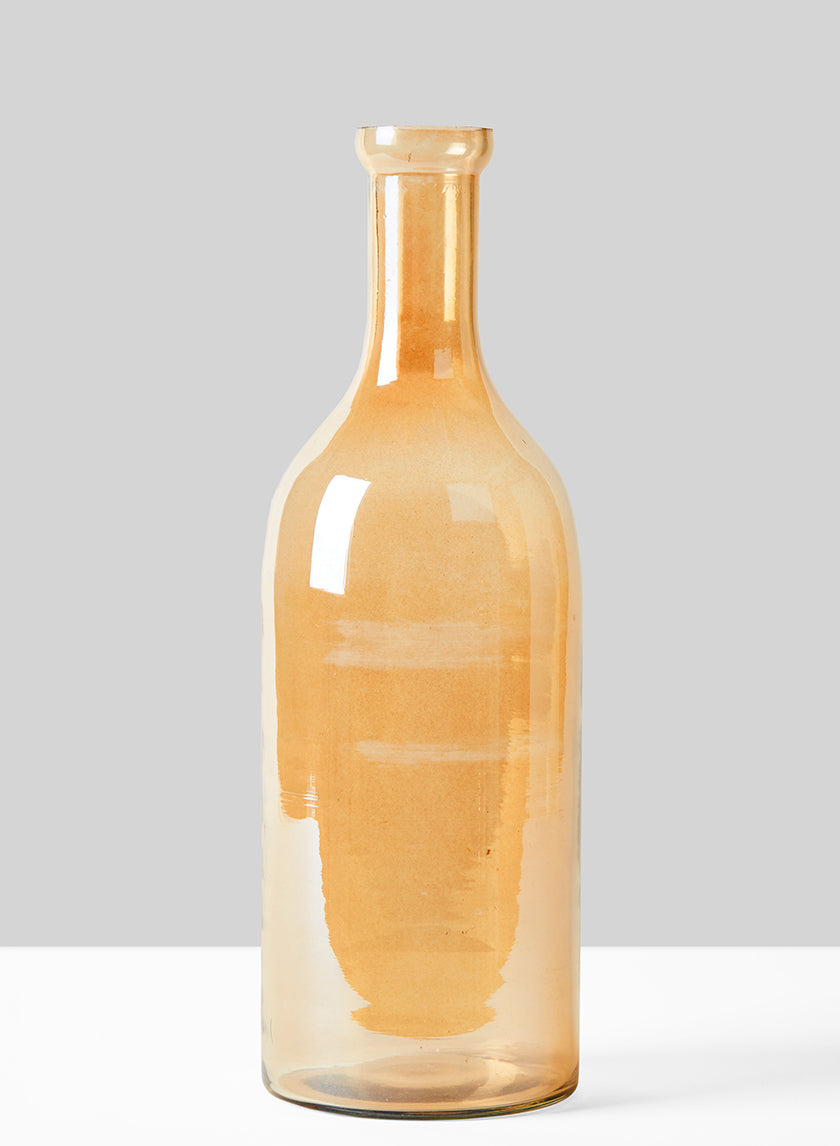 12in Tall Gold Luster Glass Bottle Vase Decor Jamali-garden