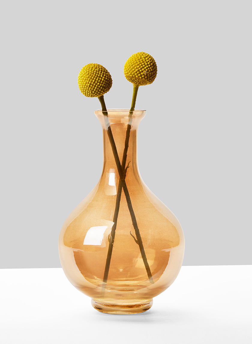 7.5in Tall Gold Luster Bottle Glass Vase Decor Jamali-garden