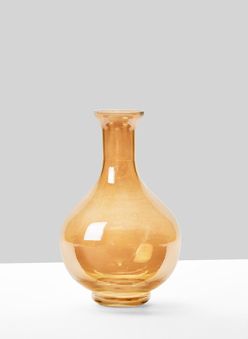 7.5in Tall Gold Luster Bottle Glass Vase Decor Jamali-garden