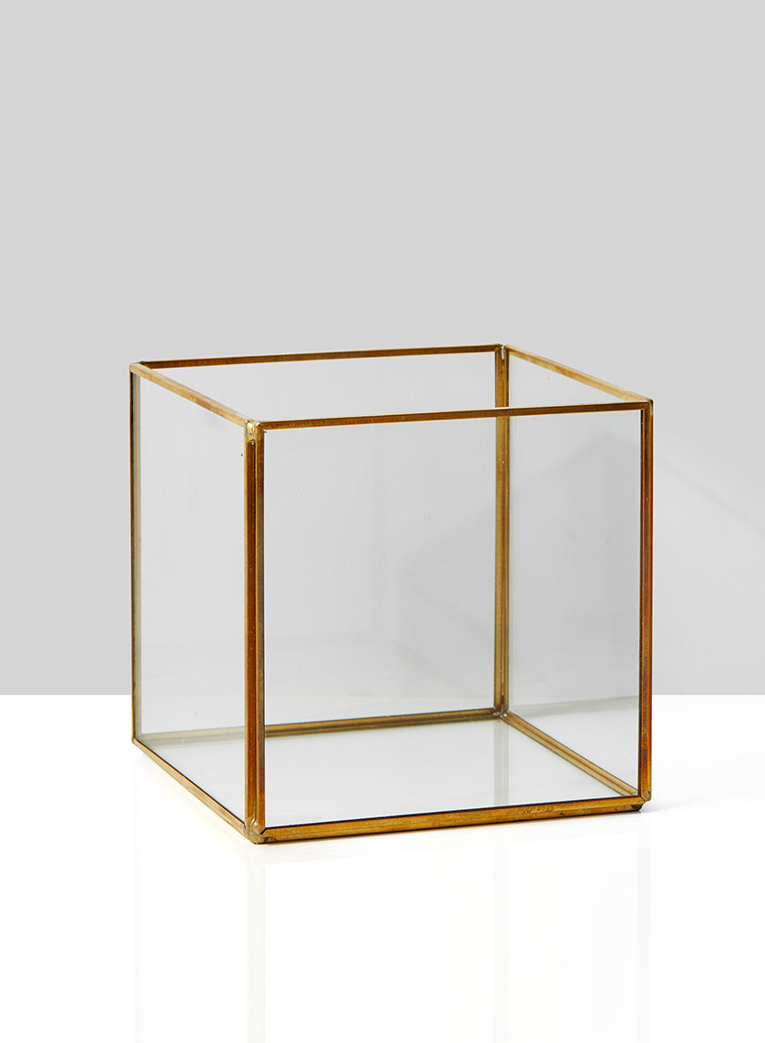 5in Square Gold Lantern Decor Jamali-garden