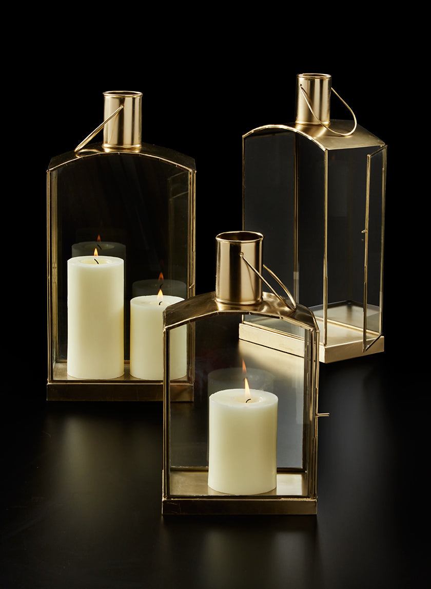 11.5in Tall Gold Oblong Lanterns Decor Jamali-garden