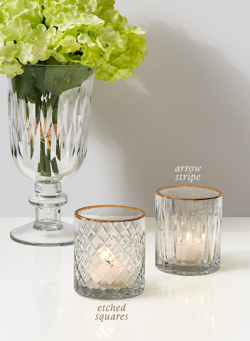 Etched Glass Votive Holders With Gold Rims Decor Jamali-garden