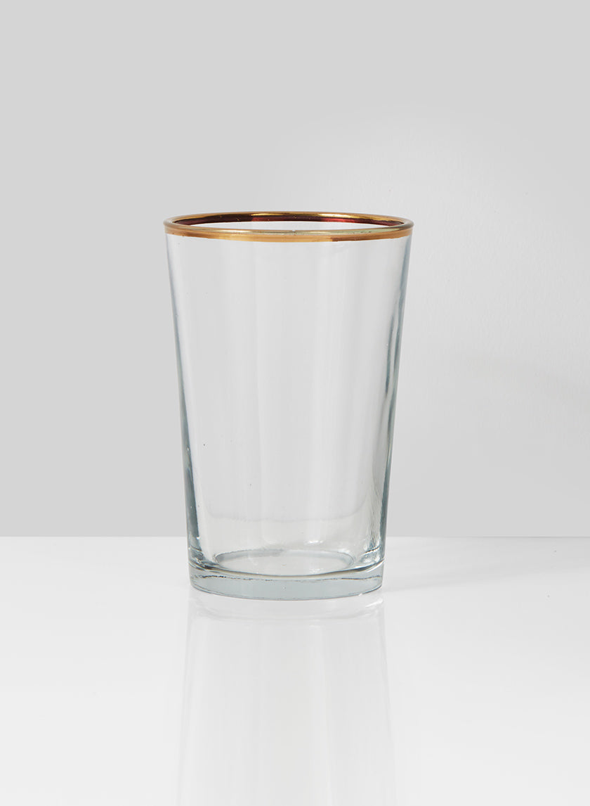 3.5in Tall Tapered Glass Votive Holder With Gold Rim Decor Jamali-garden
