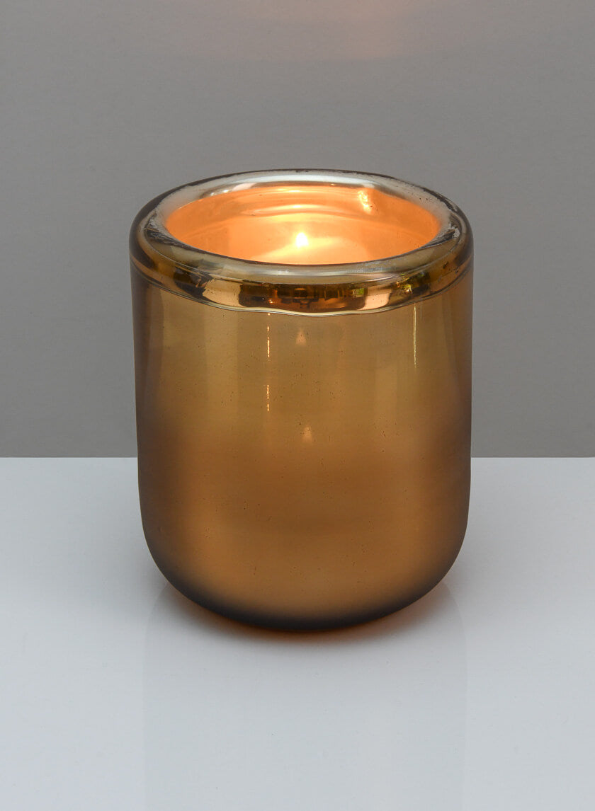 6in Tall Ebba Hand Blown Gold Glass Candleholder Decor Jamali-garden