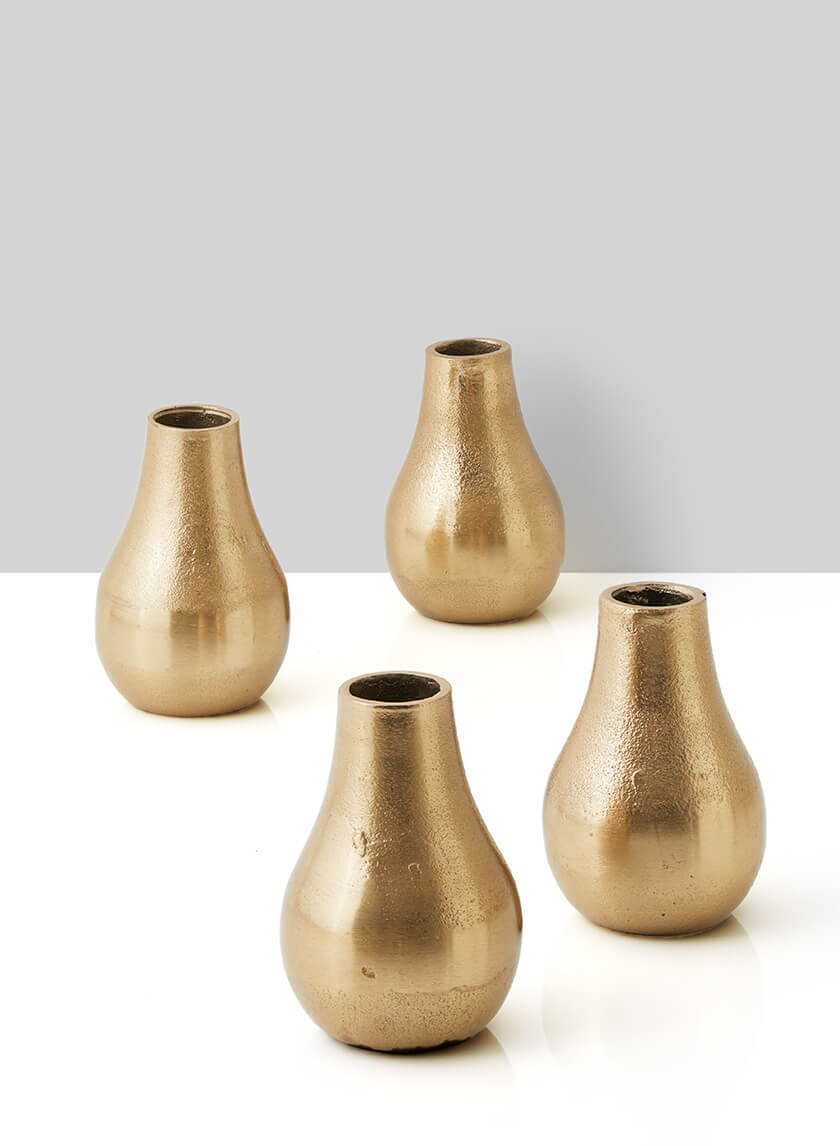 4in Tall Gold Bud Vase Set Decor Jamali-garden