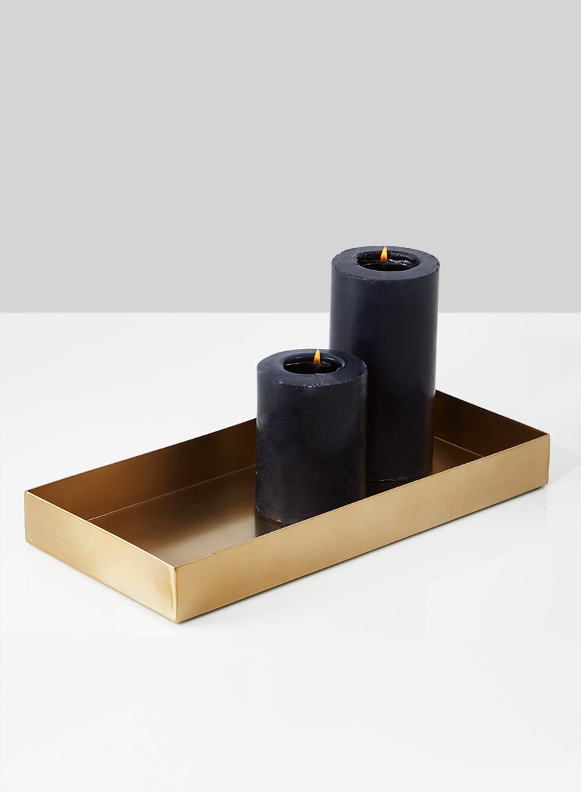 13in Long Gold Rectangular Iron Tray Decor Jamali-garden