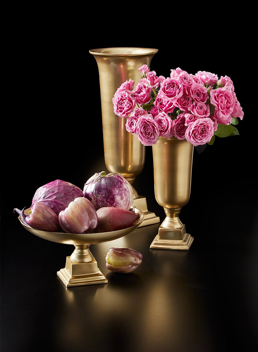 Gold Pedestal Bowl &amp; Urn Vases Decor Jamali-garden