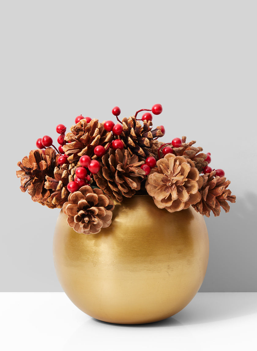 6in Wide Gold Iron Fishbowl Vase Decor Jamali-garden