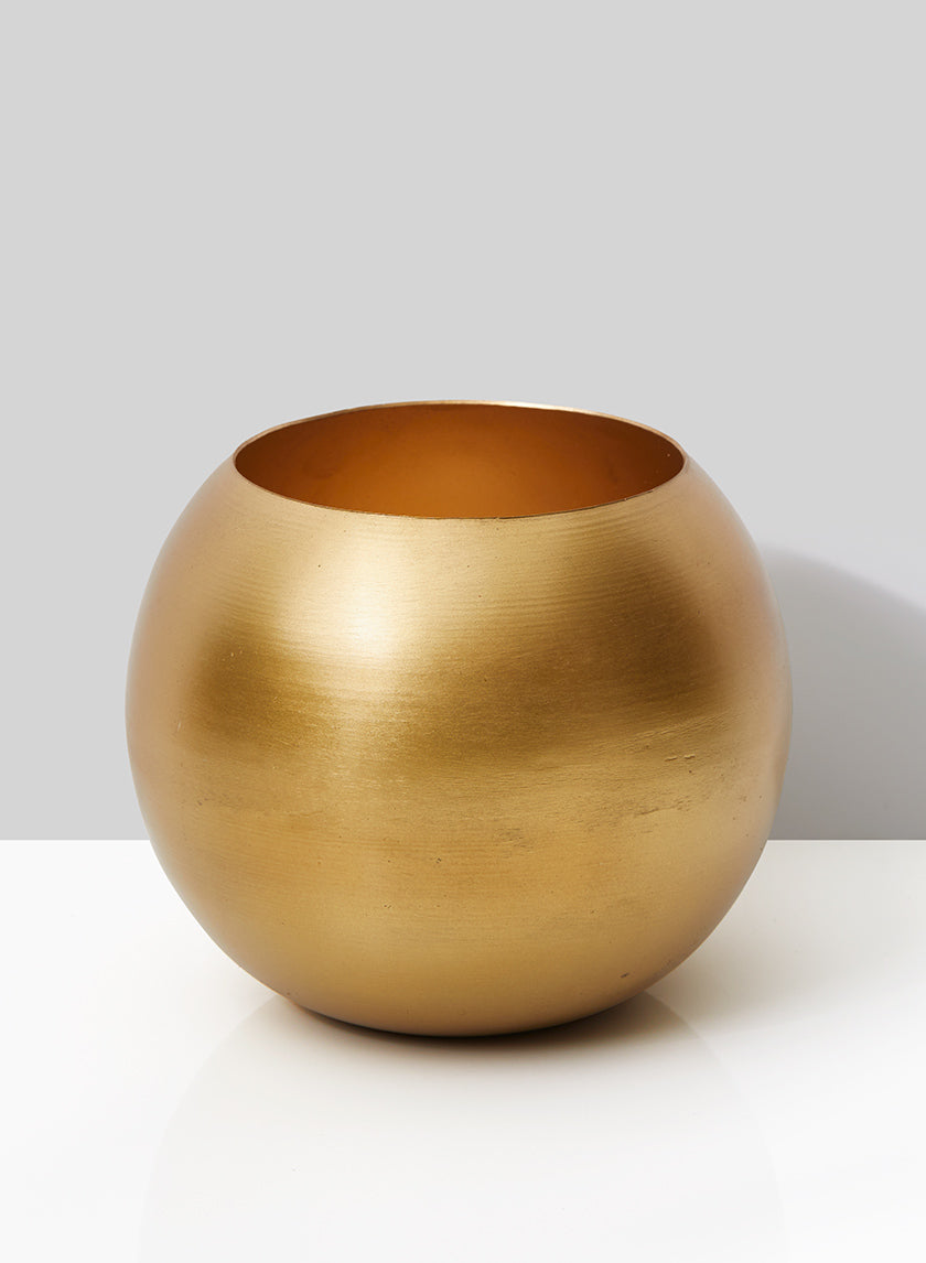6in Wide Gold Iron Fishbowl Vase Decor Jamali-garden