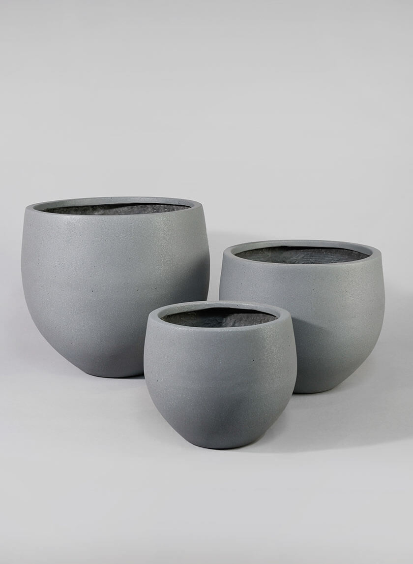 13.75in Tall Skyphos Grey Fiber Stone Pot Decor Jamali-garden