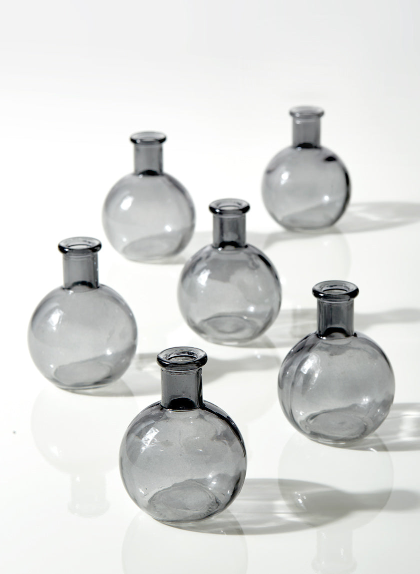 4in Tall Smoke Ball Glass Bud Vases Decor Jamali-garden