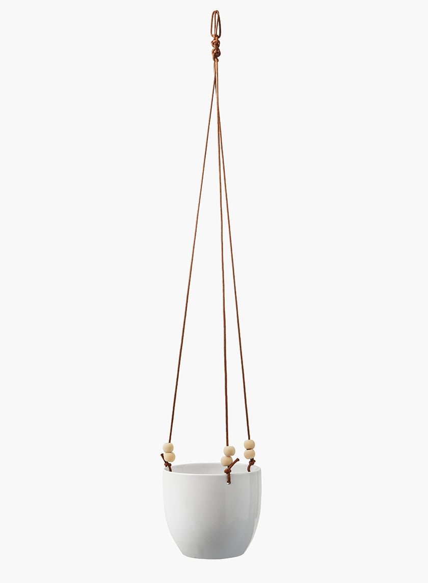 6in Tall White Ceramic Hanging Pot Decor Jamali-garden