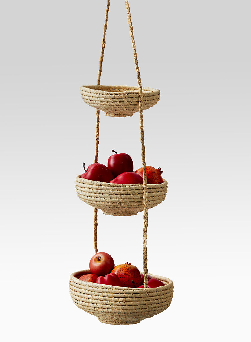 30in Tall Raffia Hanging Basket Decor Jamali-garden