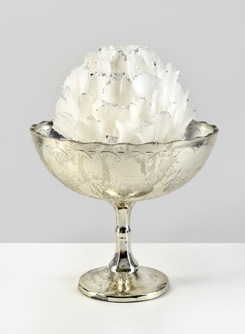 8in Wide La Boheme Vintage Silver Glass Urn Decor Jamali-garden