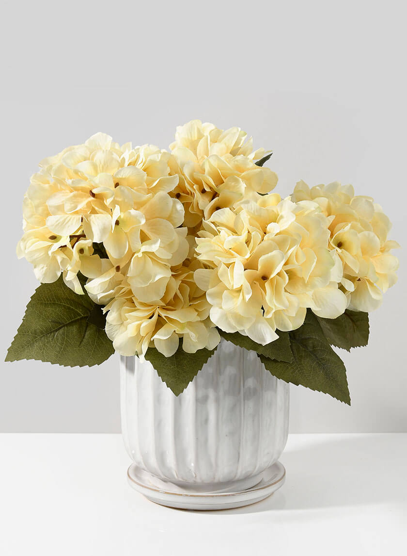 21in Long Small Cream Hydrangea Bush Decor Jamali-garden