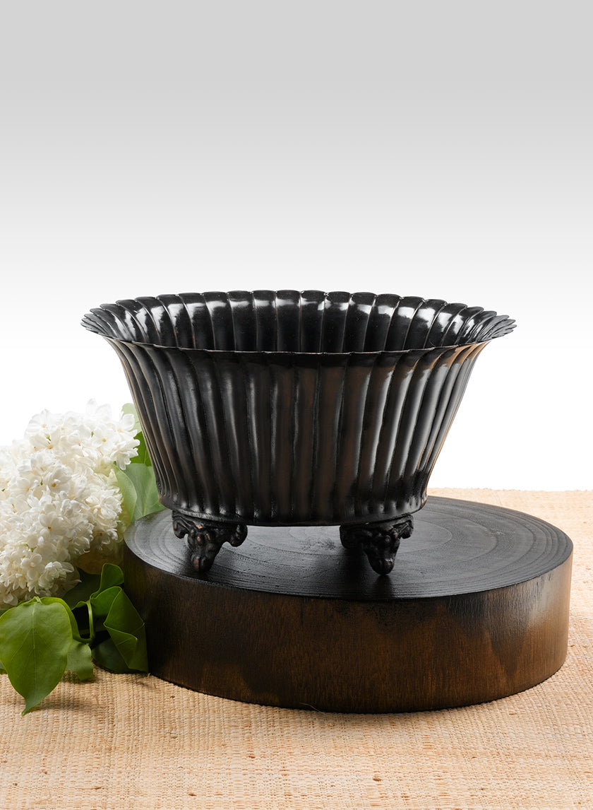 4in Tall Antique Black Oval Urn Decor Jamali-garden