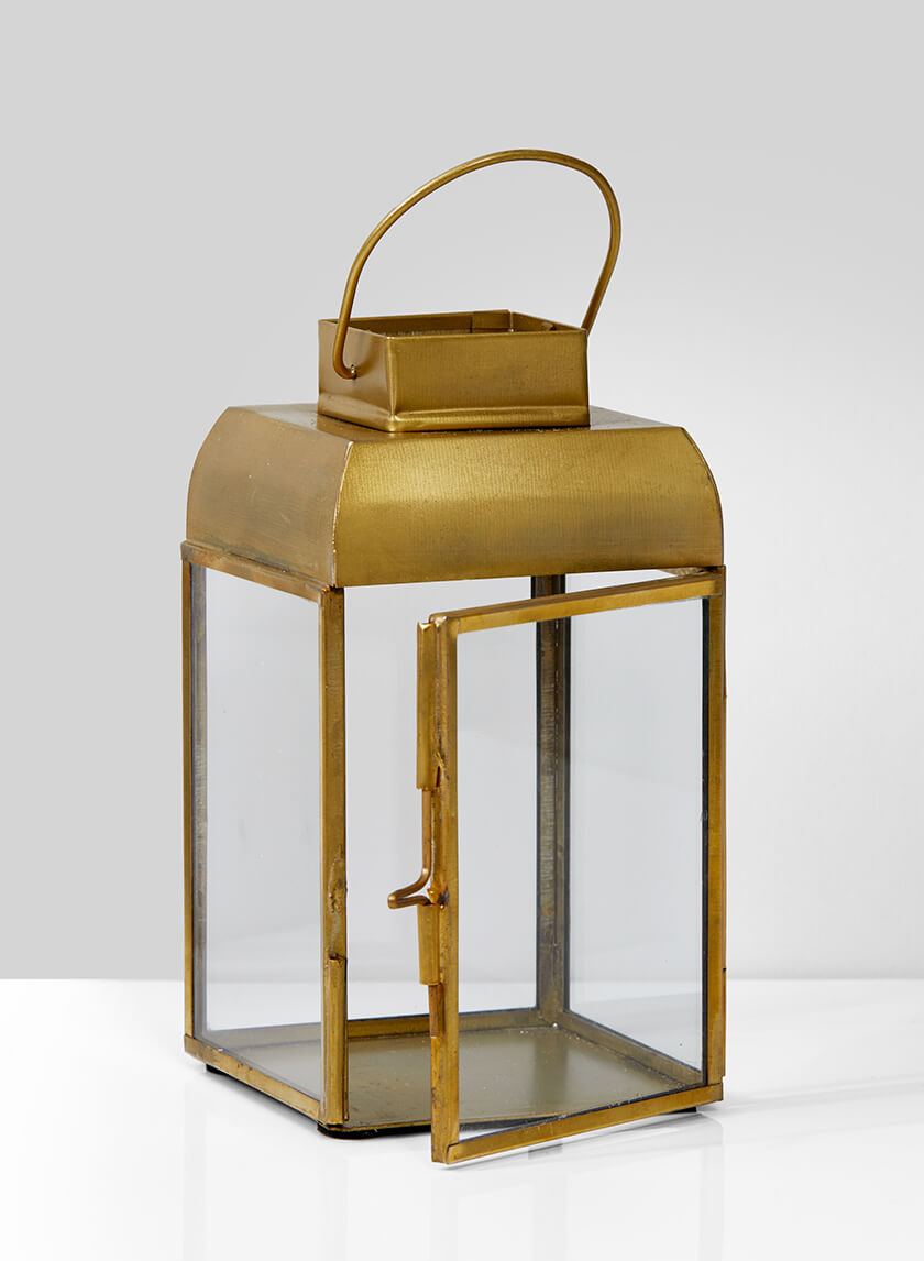 5.75in Square Alazhar Square Gold Lantern Decor Jamali-garden