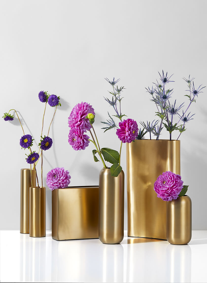 6in Tall Bretagne Matte Gold Steel Cylinder Vase Decor Jamali-garden