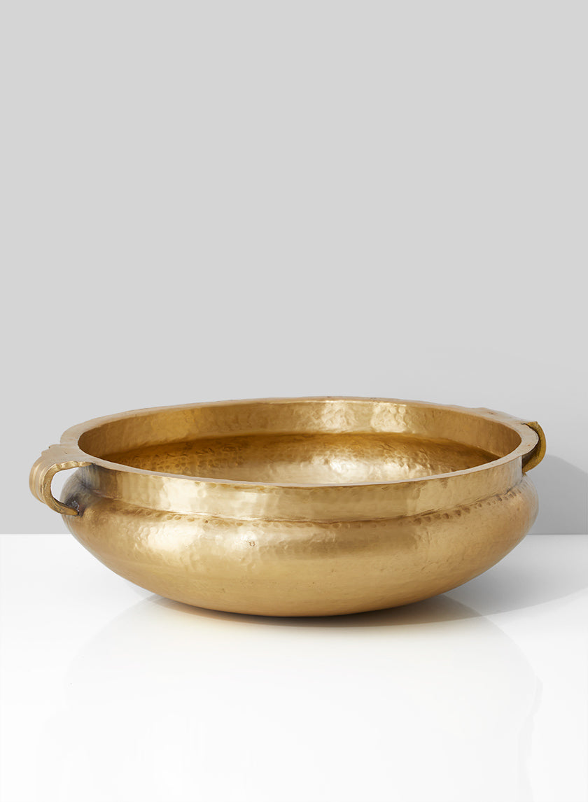 15.75in Wide Antique Brass Handi Bowl Decor Jamali-garden