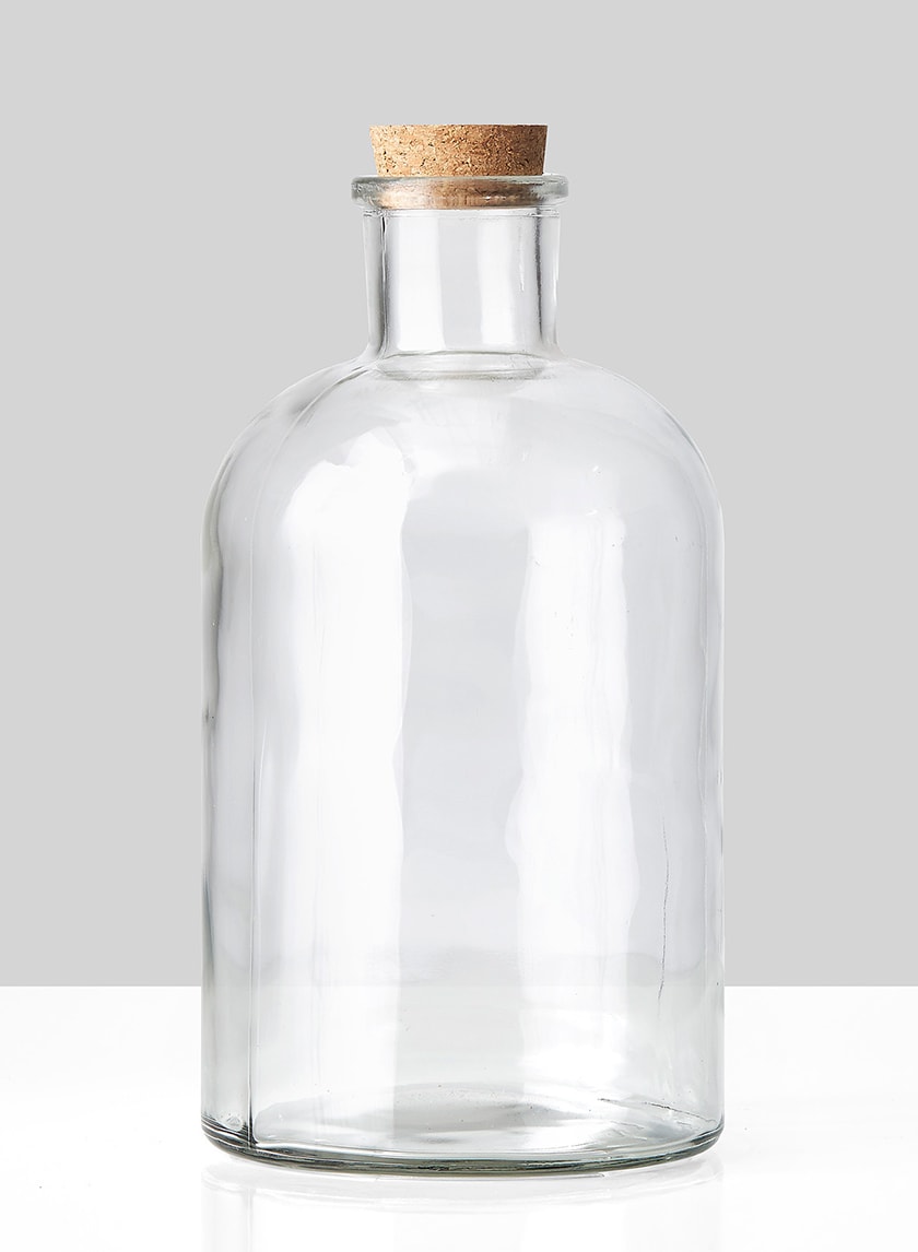 11in Tall Glass Bottle With Cork Decor Jamali-garden