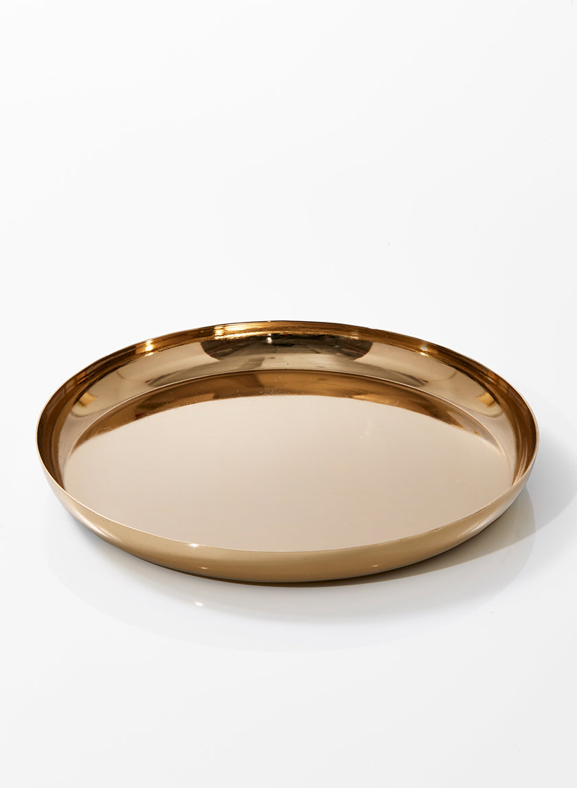 6.75in Wide Gold Pillar Plate Decor Jamali-garden