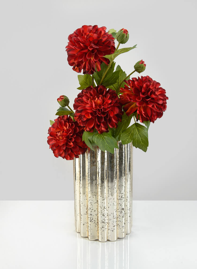 9.5in Tall Shirdi Old Gold Glass Vase, Large Decor Jamali-garden